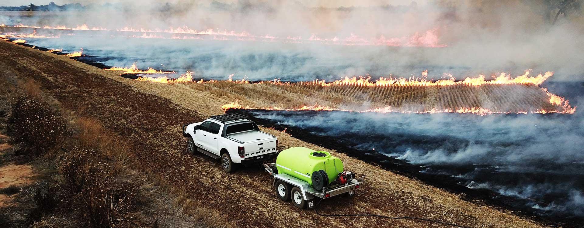 firefighting truck in the bushfire