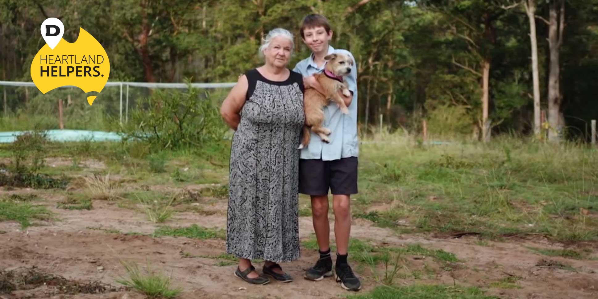 Gwenda and grandson with their dog